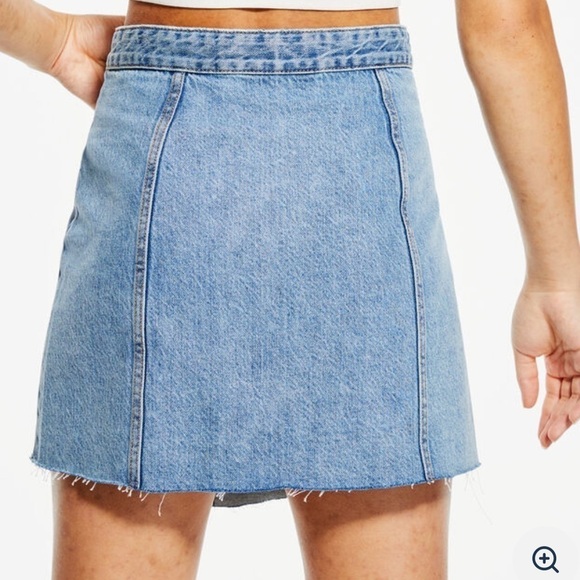 Aeropastale Y2K High-Waisted Wrap Denim Skirt raw hem - Picture 3 of 11